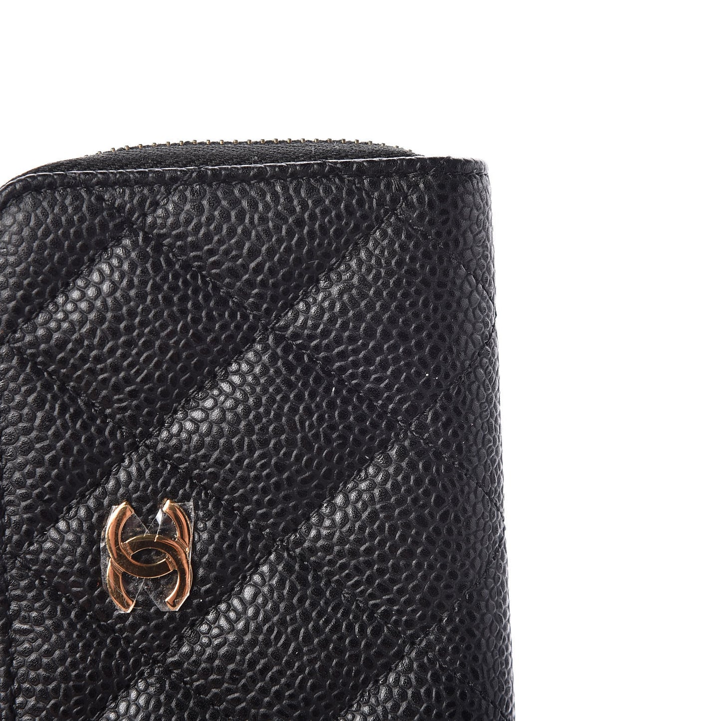 Caviar Quilted Zip Coin Purse Black