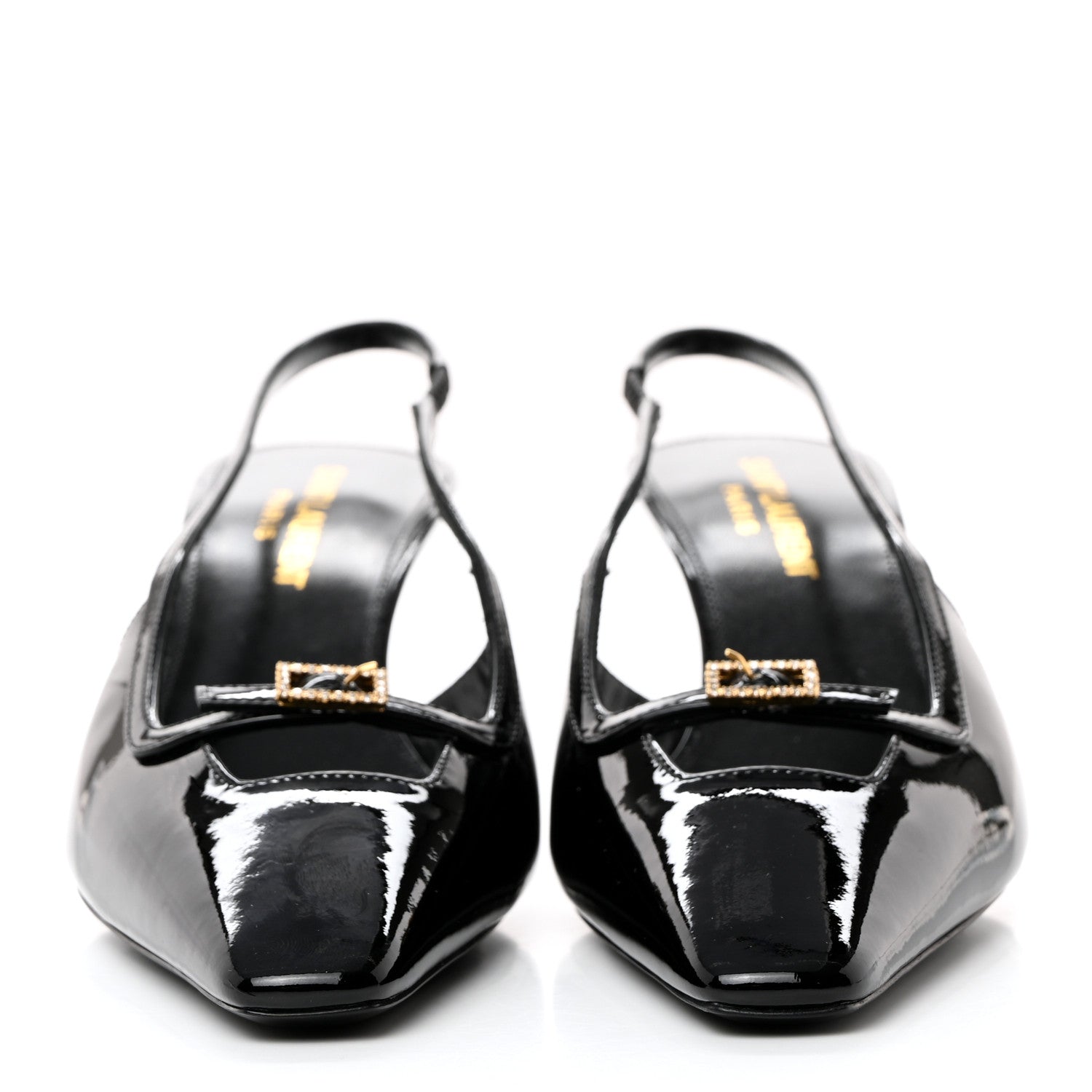 Saint Laurent Patent Luna Slingback Pumps 36 Black 2 of 9