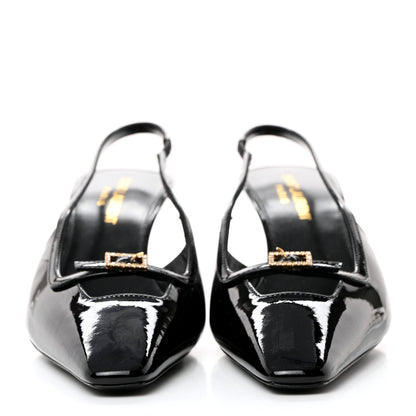Saint Laurent Patent Luna Slingback Pumps 36 Black 2 of 9