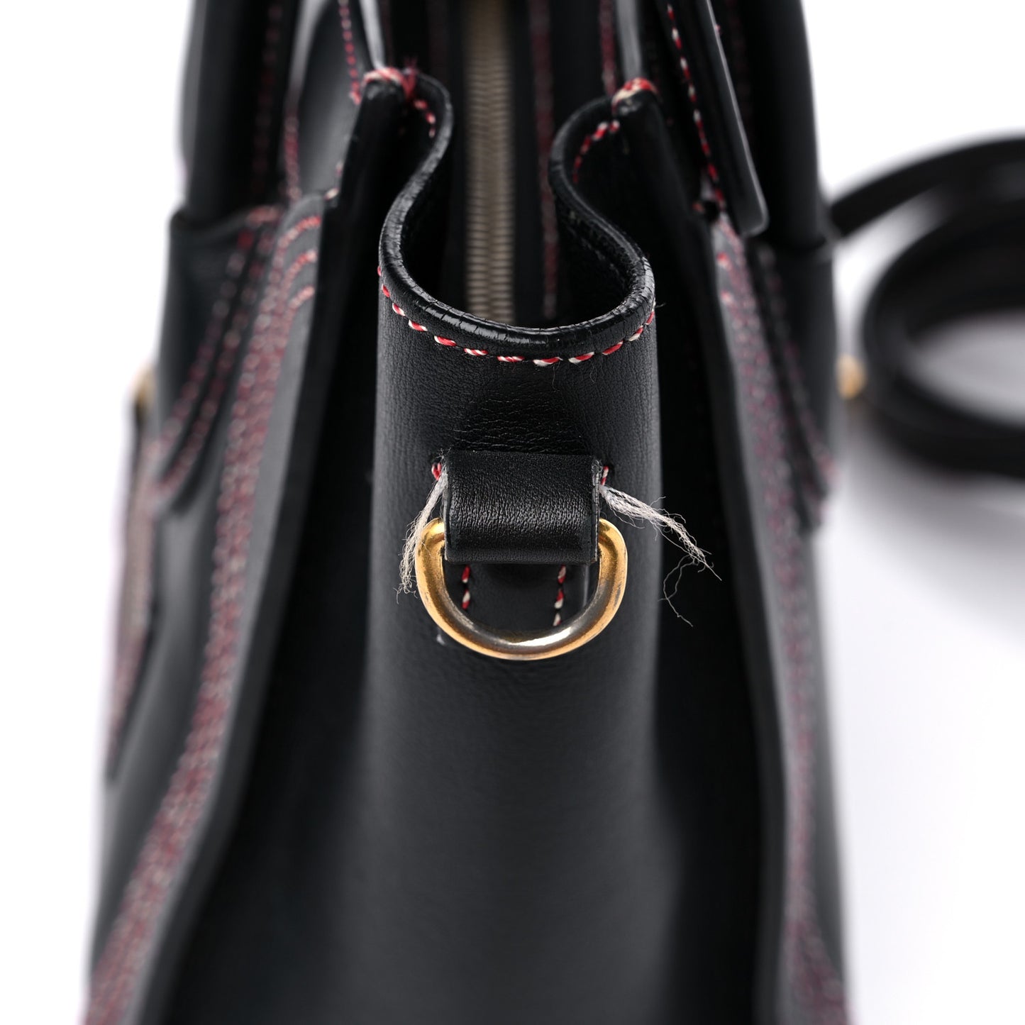 Shiny Smooth Calfskin Stitched Nano Luggage Black Multicolor