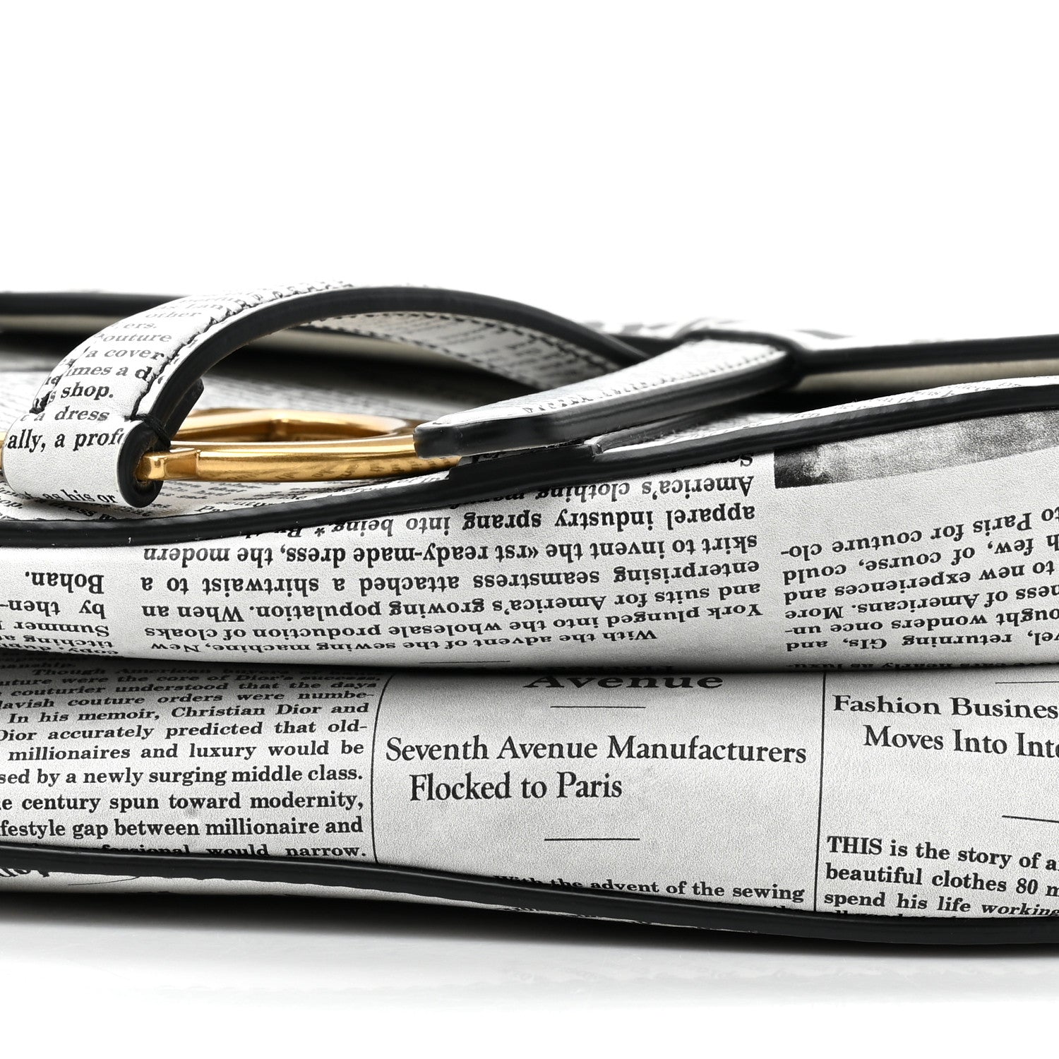 Christian Dior Calfskin Newspaper Printed Saddle Bag With Strap Black White 8 of 10