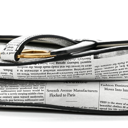Christian Dior Calfskin Newspaper Printed Saddle Bag With Strap Black White 8 of 10