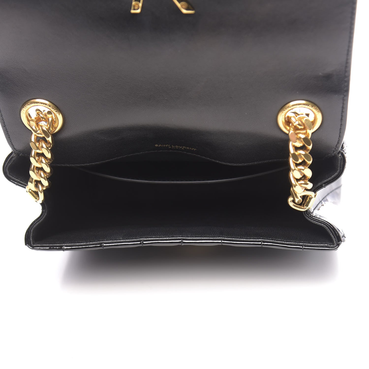 Saint Laurent Patent Calfskin Matelasse Monogram Medium Vicky Chain Bag Black 5 of 10