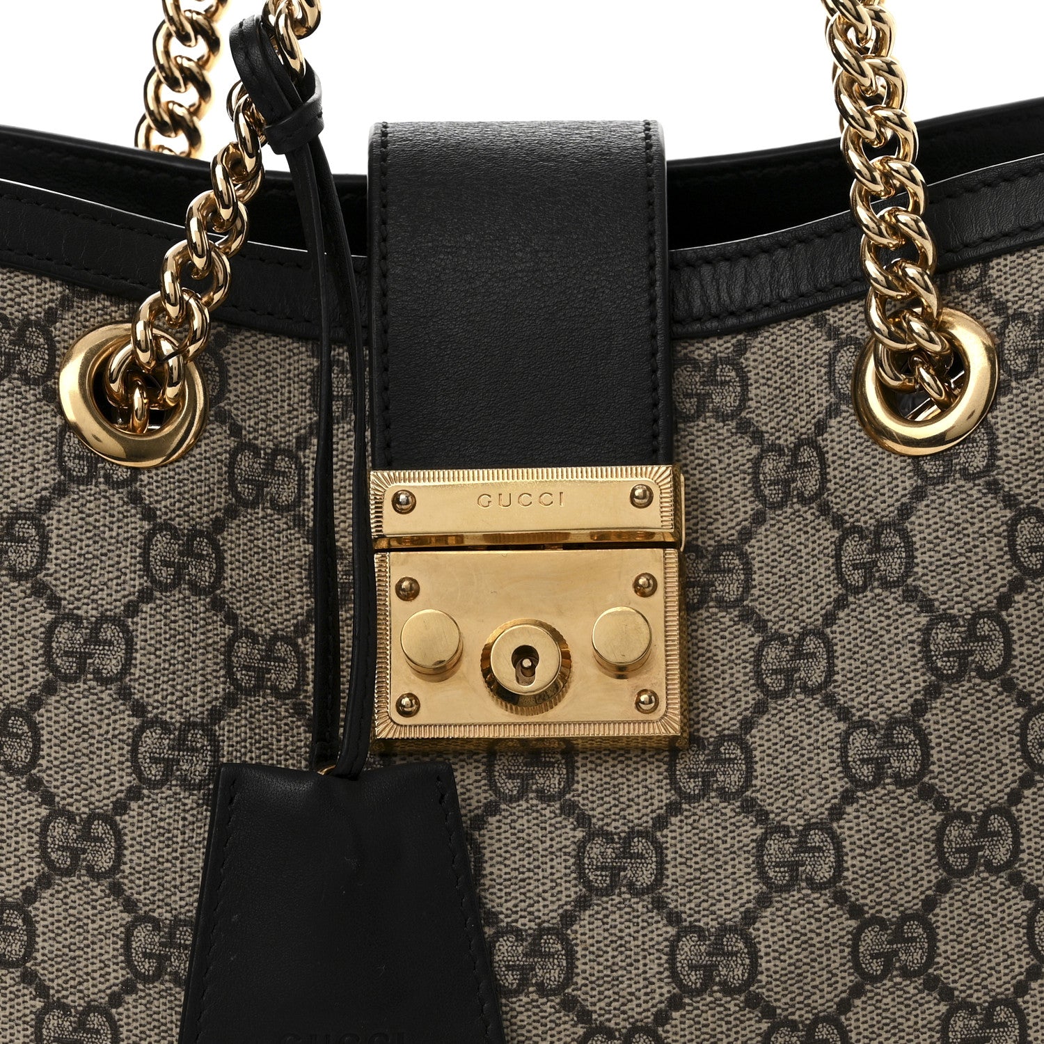 Gucci GG Supreme Monogram Small Padlock Tote Black 9 of 11