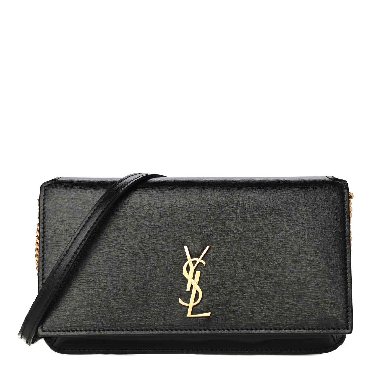 Smooth Calfskin Monogram Phone Holder Crossbody Black