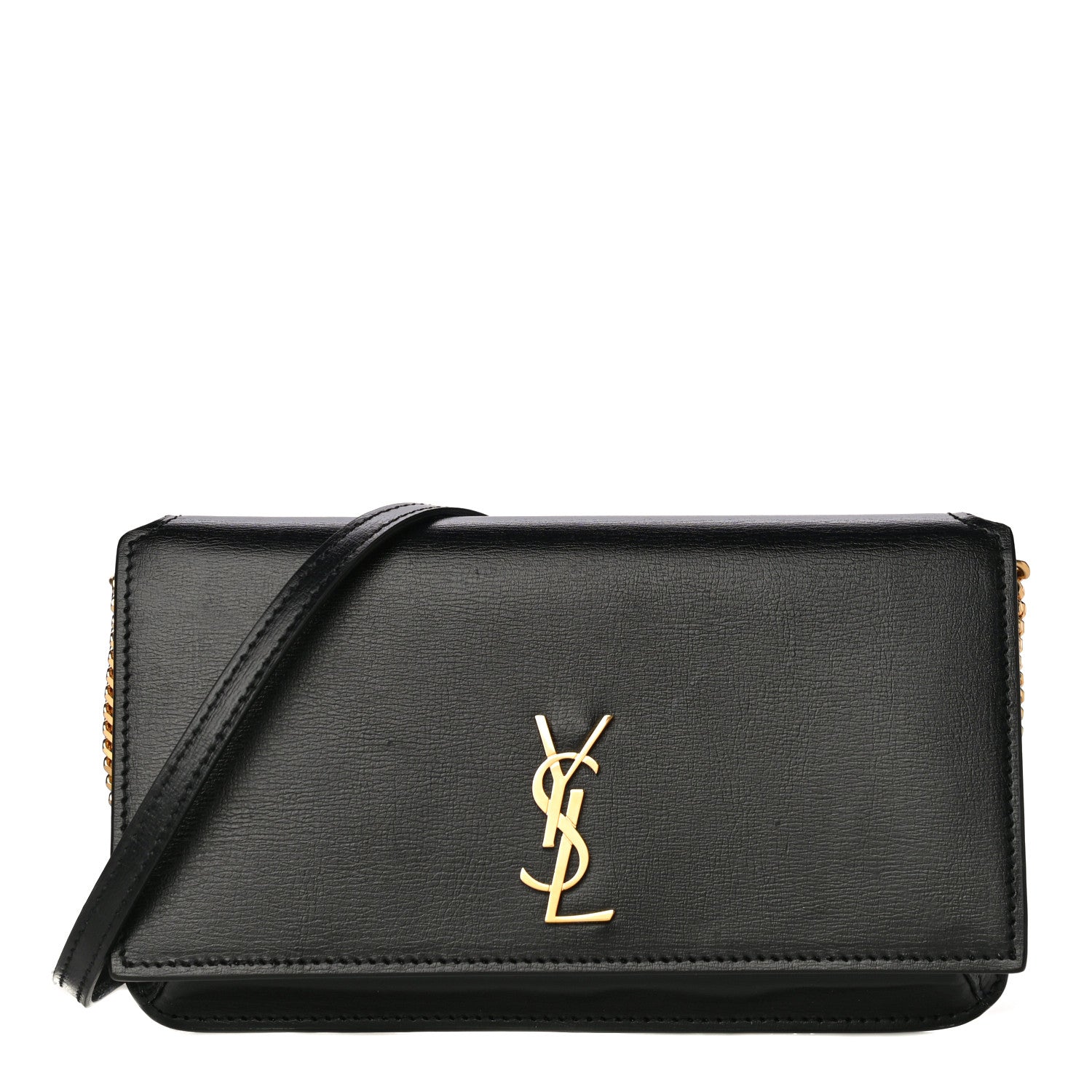 Saint Laurent Smooth Calfskin Monogram Phone Holder Crossbody Black 1 of 9