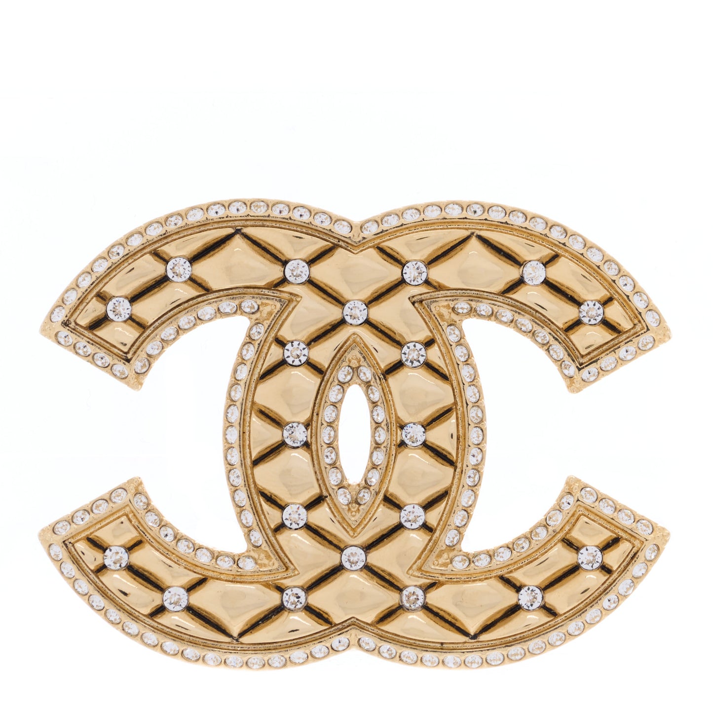 Crystal CC Brooch Light Gold