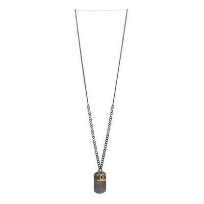 Chanel Ruthenium ID Dog Tag Charm Necklace Silver Gold 3 of 6