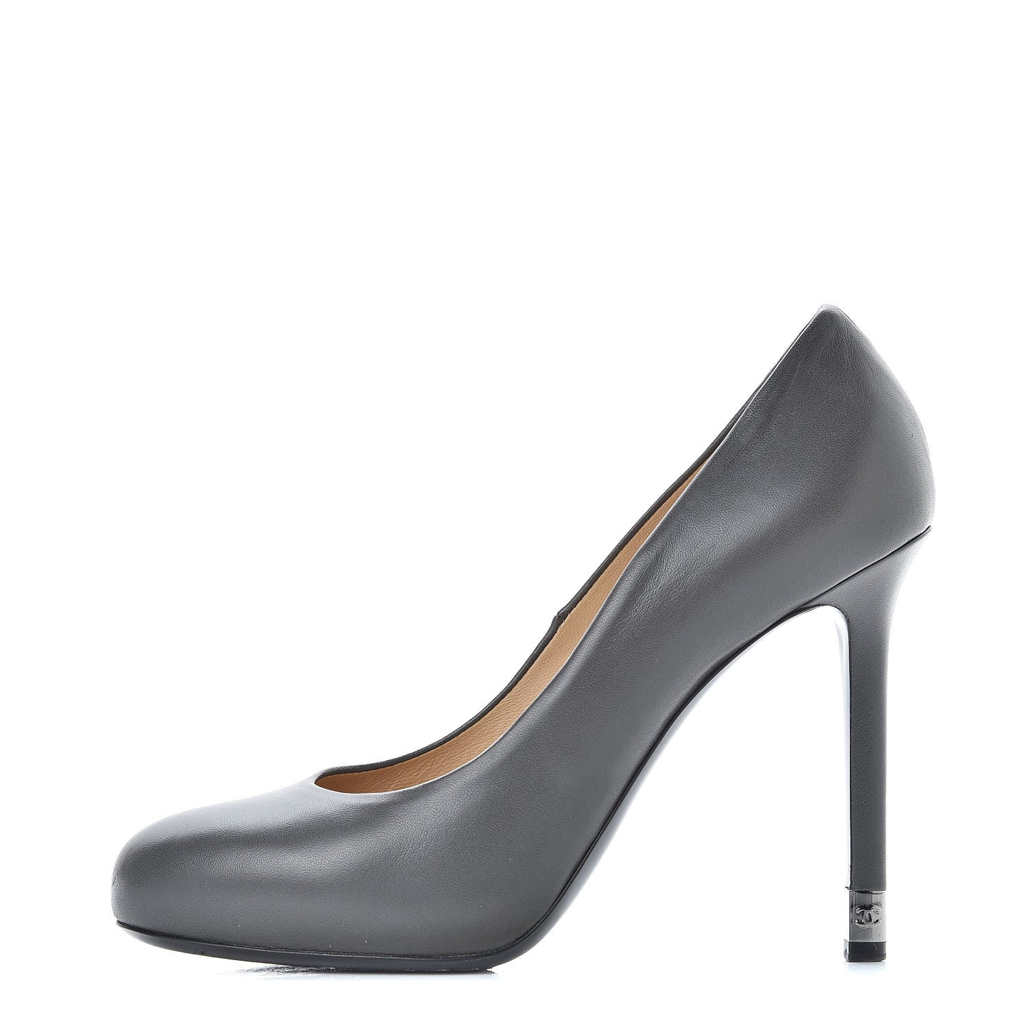 Chanel Lambskin CC Round Toe Pumps 38.5 Grey 1 of 11