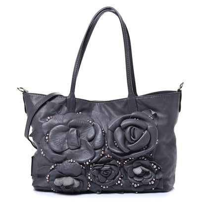 Valentino Garavani Nappa Studded Rosette Tote Grey 1 of 10