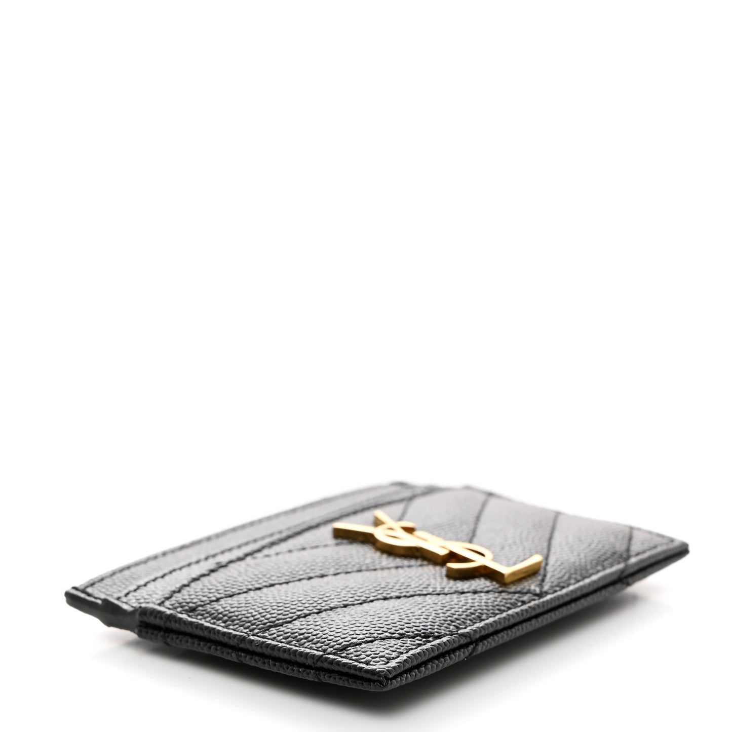 Grain De Poudre Matelasse Chevron Monogram Credit Card Case Black