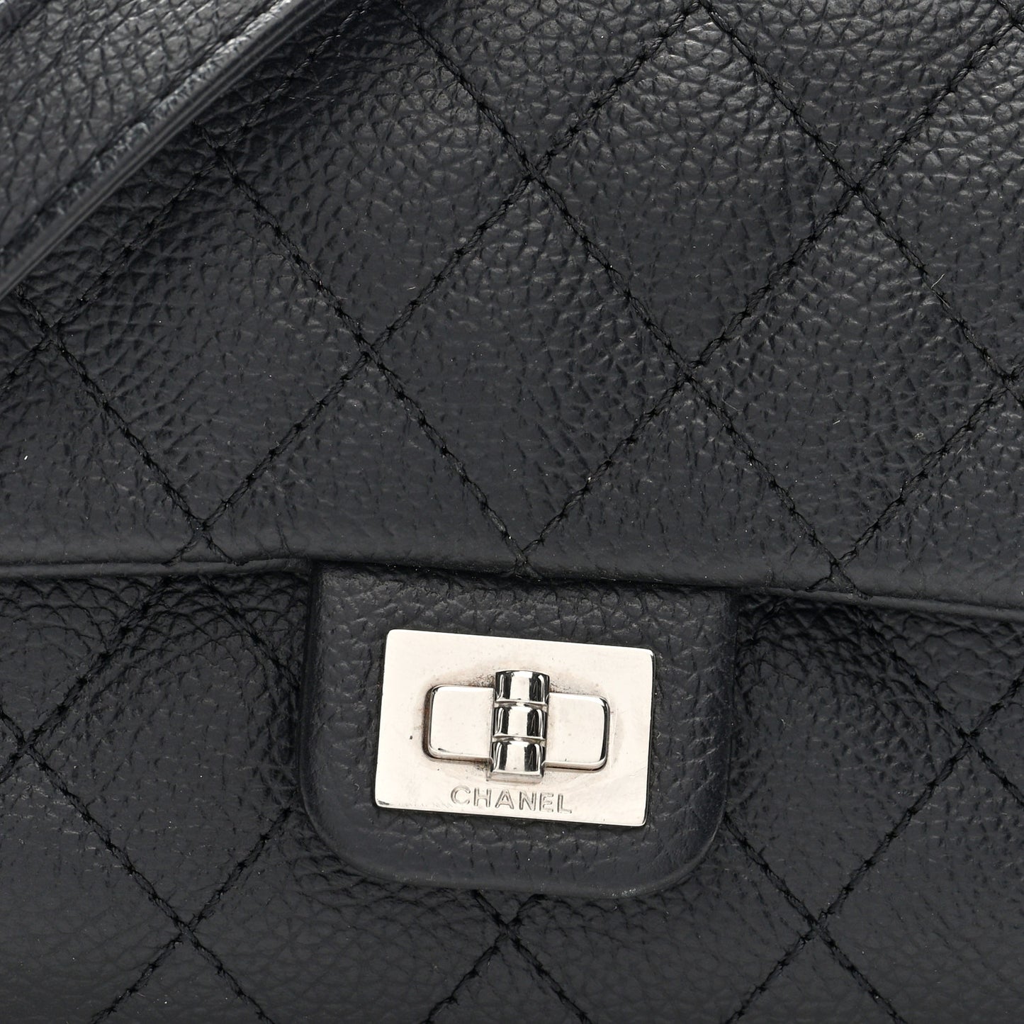 Grained Calfskin Quilted 2.55 Reissue Flap Belt Bag. Clutch Black