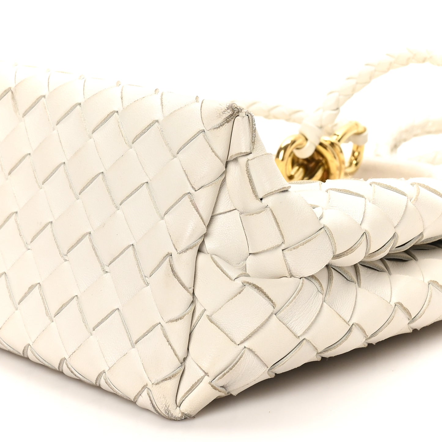 Nappa Intrecciato Small Andiamo Shoulder Bag White