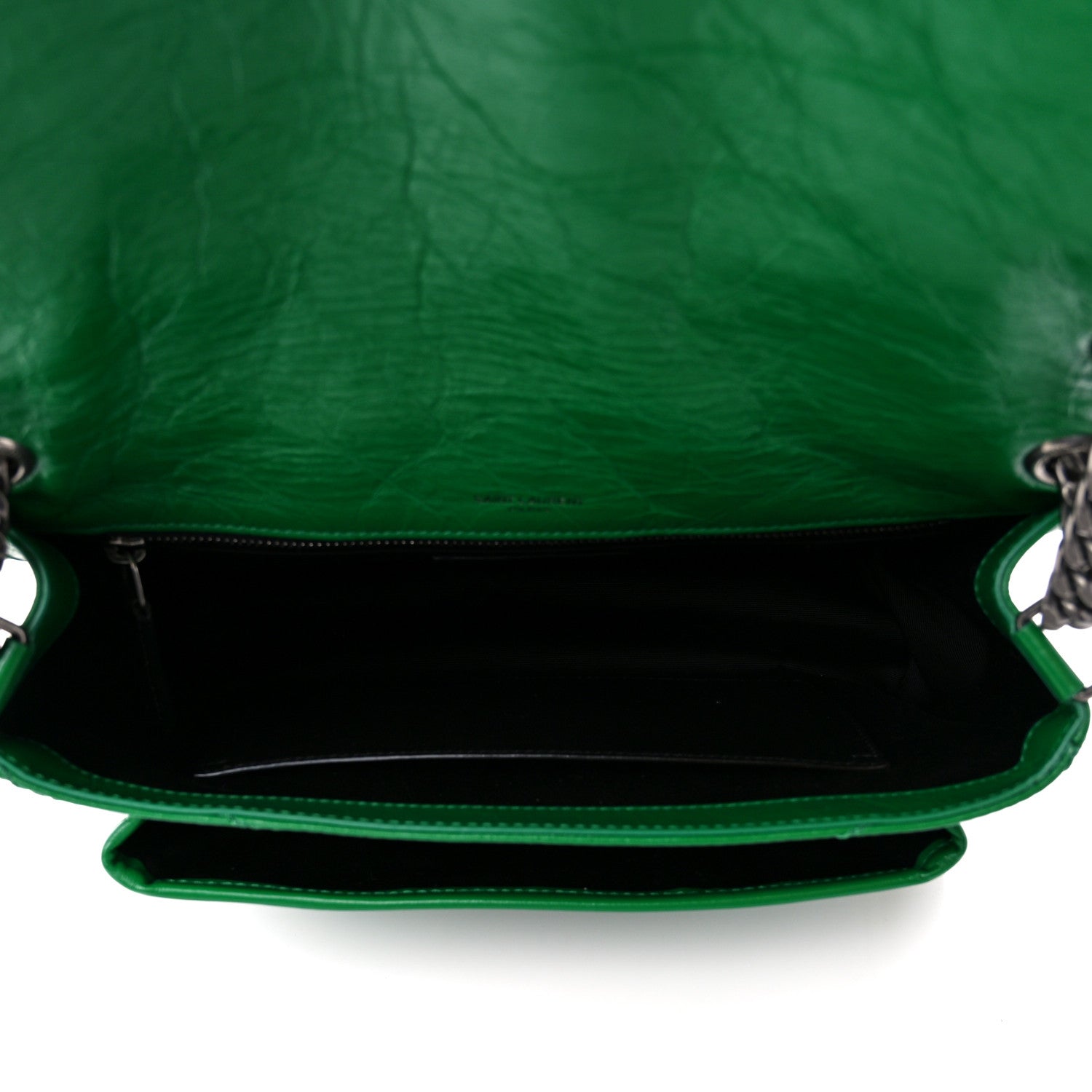 Saint Laurent Crinkled Calfskin Matelasse Monogram Medium Niki Chain Satchel New Vert Praire 5 of 10