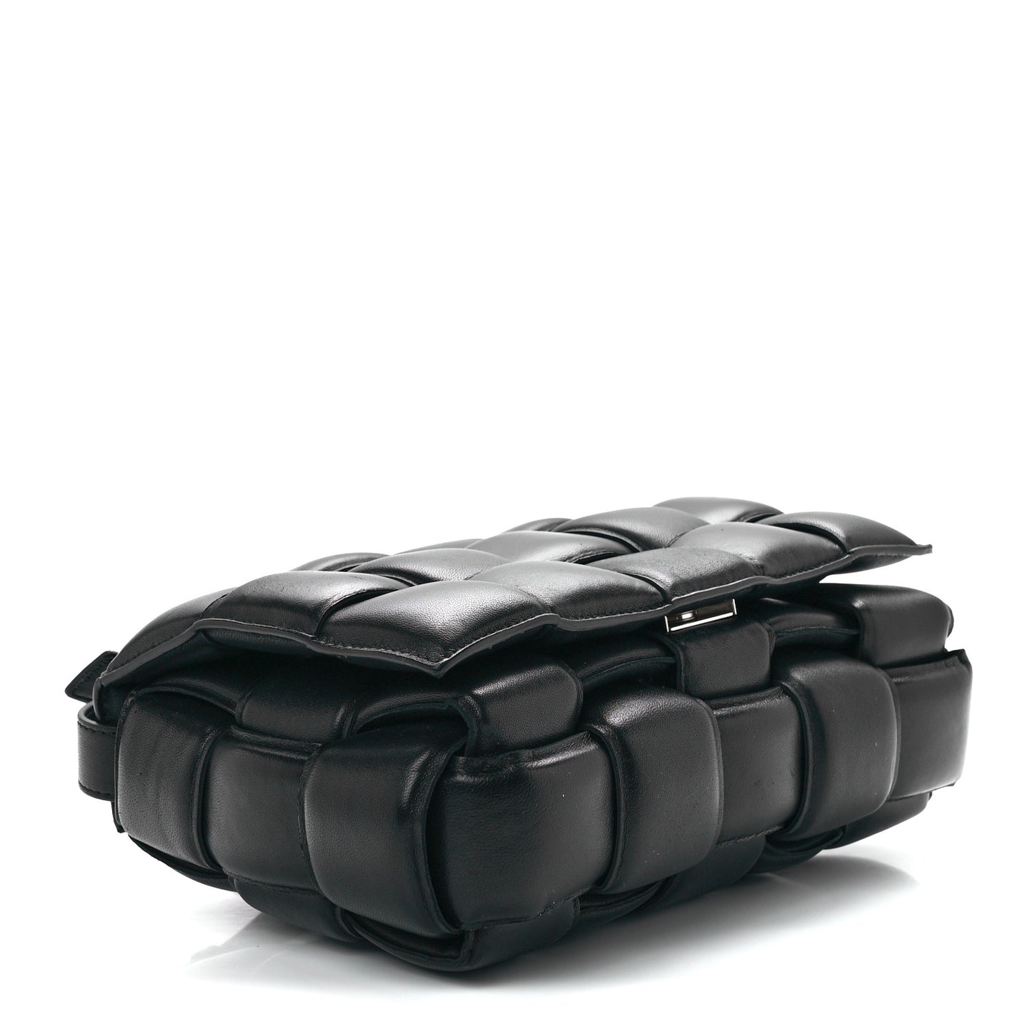 Nappa Maxi Intreccio Padded Cassette Crossbody Bag Black