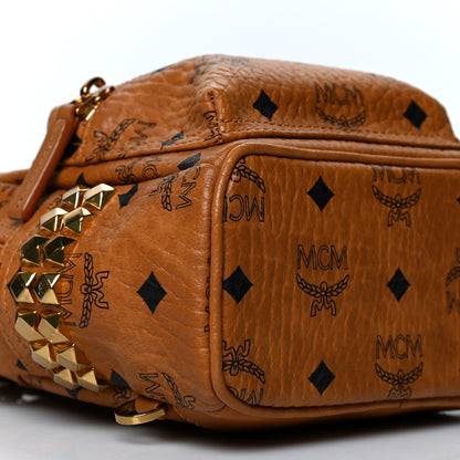 MCM Visetos Side Stud X-Mini Stark Bebe Boo Backpack Cognac 9 of 10