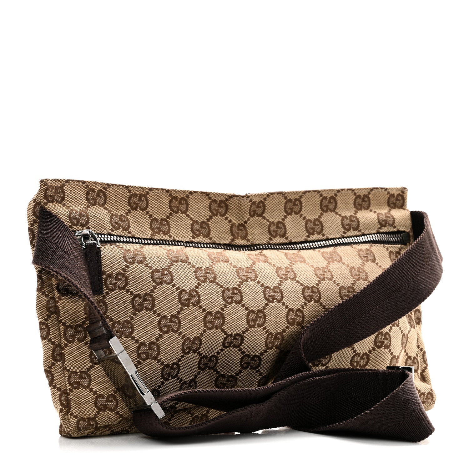 Gucci GG Monogram Double Pocket Belt Bag Dark Brown 2 of 9