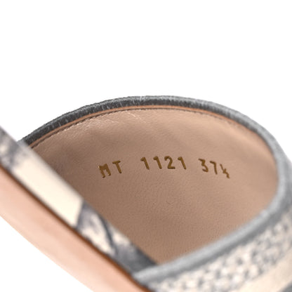 Christian Dior Canvas Toile de Jouy Embroidered Dway Flat Slide Sandals 37.5 Light Grey 8 of 9
