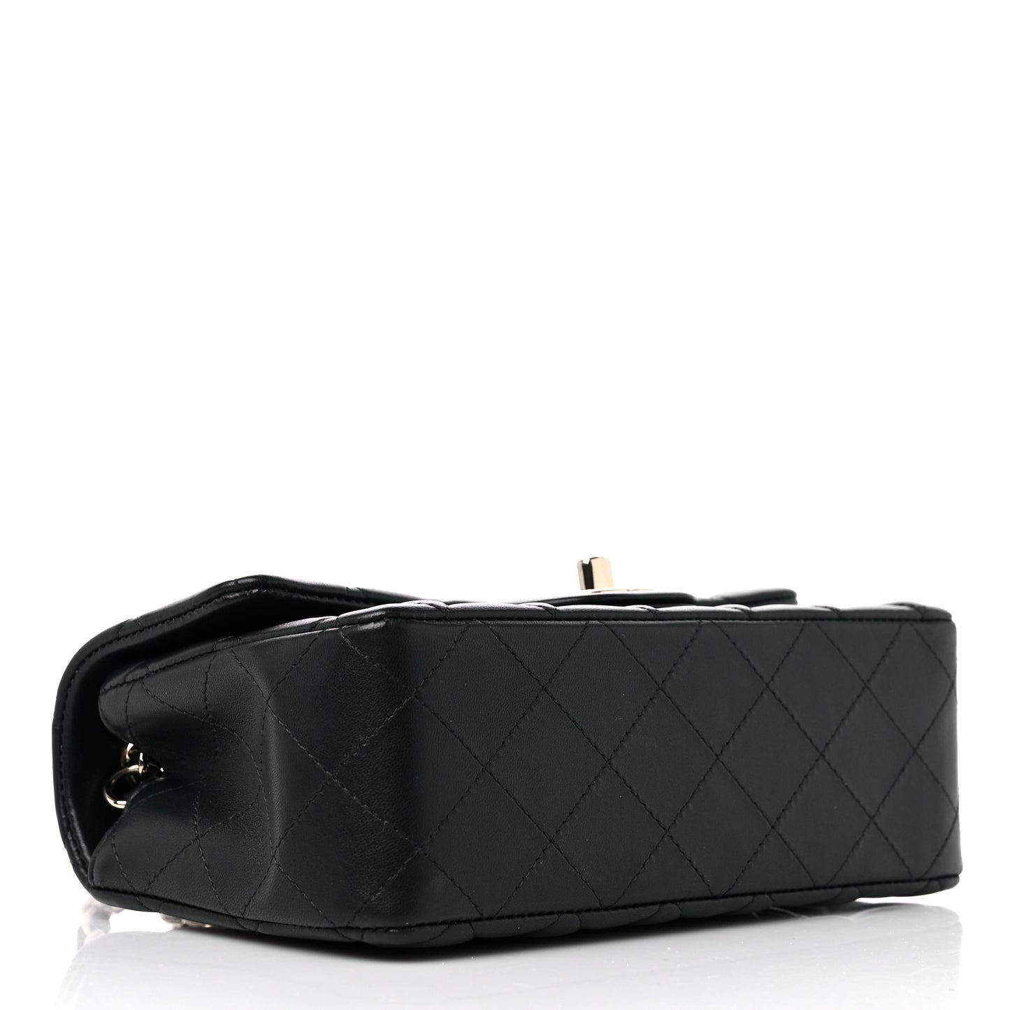 Lambskin Quilted Mini Rectangular Flap Black