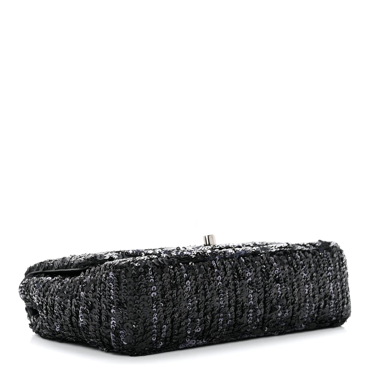 Sequin Mini Rectangular Flap Black Silver