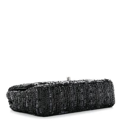 Chanel Sequin Mini Rectangular Flap Black Silver 3 of 8