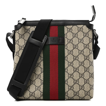 Gucci GG Supreme Monogram Web Messenger Bag Black 1 of 10