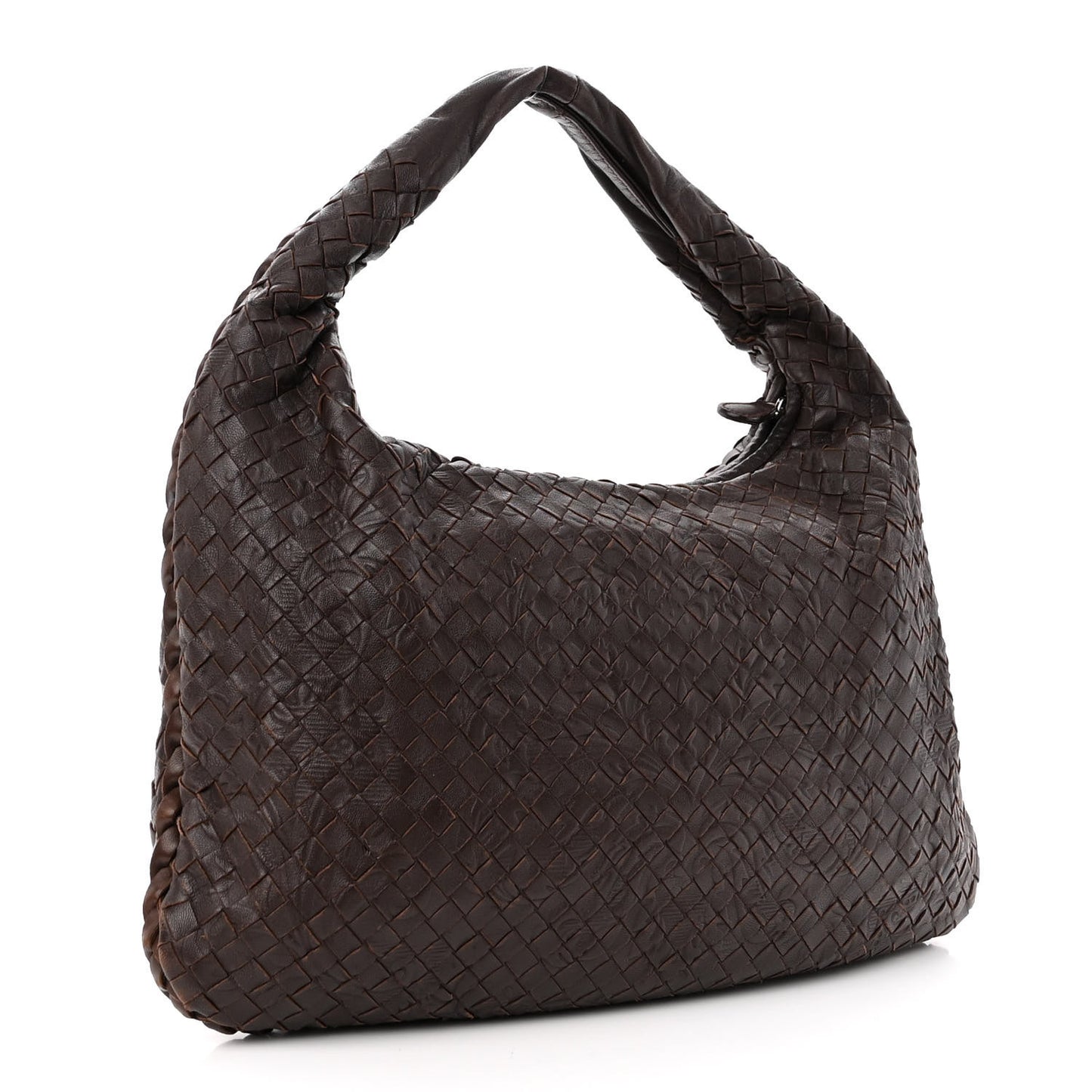 Nappa Intrecciato Embossed Medium Veneta Hobo Ebano