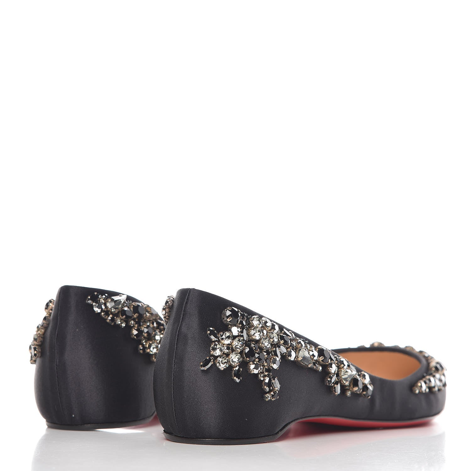 Christian Louboutin Satin Strass Brodiriza Flats 37 Black 4 of 8