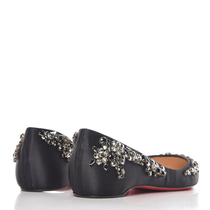 Christian Louboutin Satin Strass Brodiriza Flats 37 Black 4 of 8