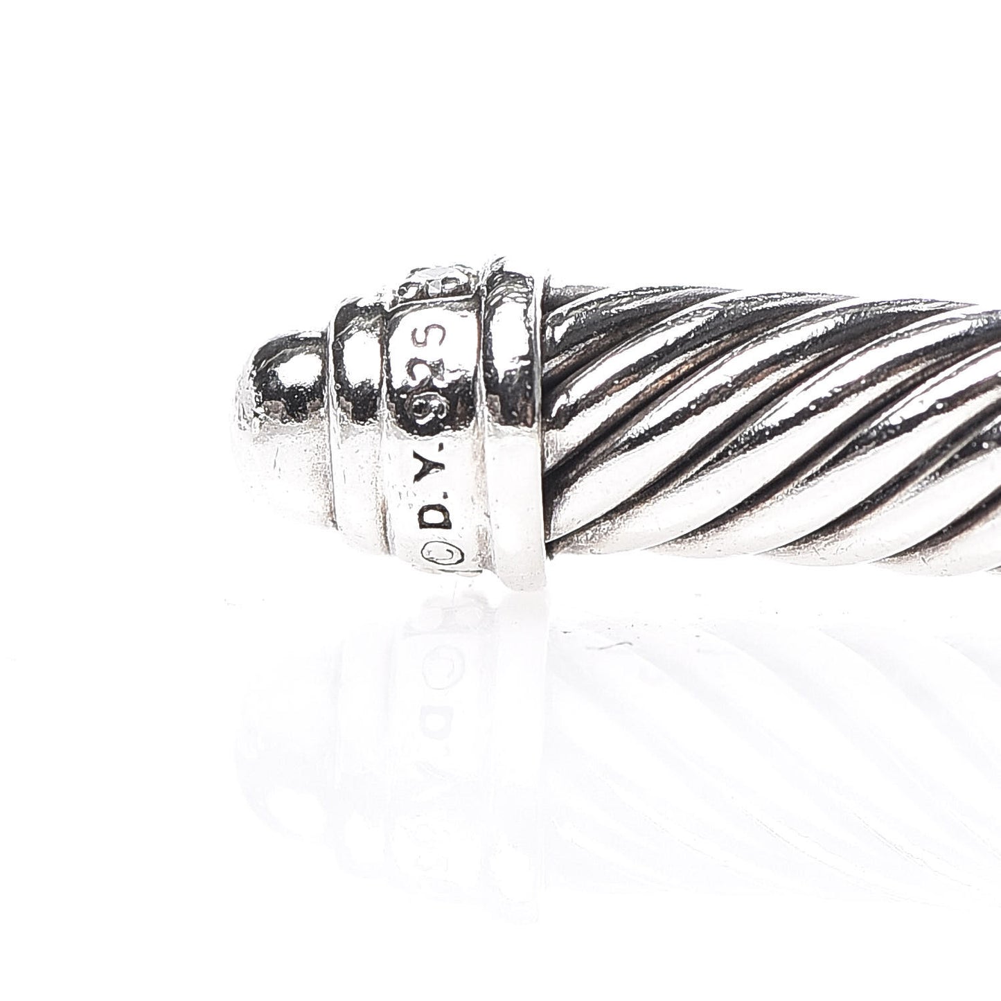 Sterling Silver Diamond 5mm Cable Classics Dome Bracelet