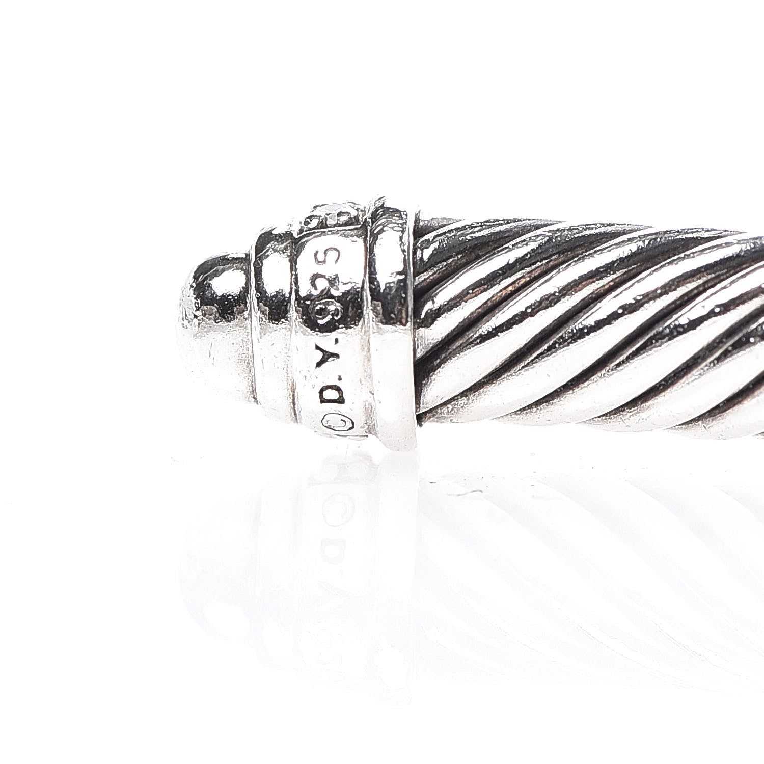 David Yurman Sterling Silver Diamond 5mm Cable Classics Dome Bracelet 4 of 4