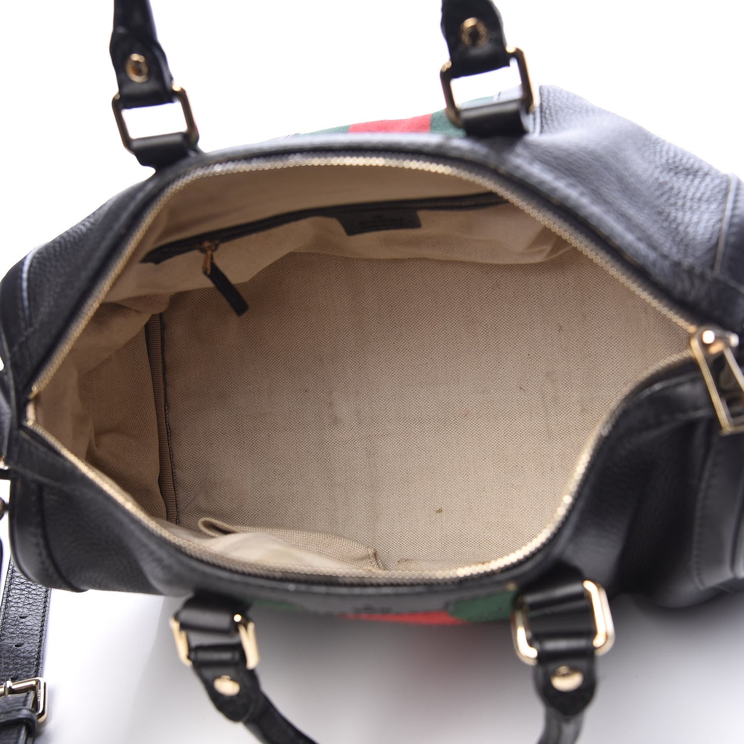 Gucci Calfskin Vintage Web Medium Boston Black 5 of 17