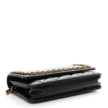 Chanel Lambskin Quilted Chain Around Wallet On Chain WOC Black 4 of 14