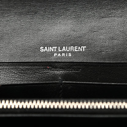 Saint Laurent Lambskin Y Quilted Monogram Large Loulou Flap Wallet Black 6 of 8