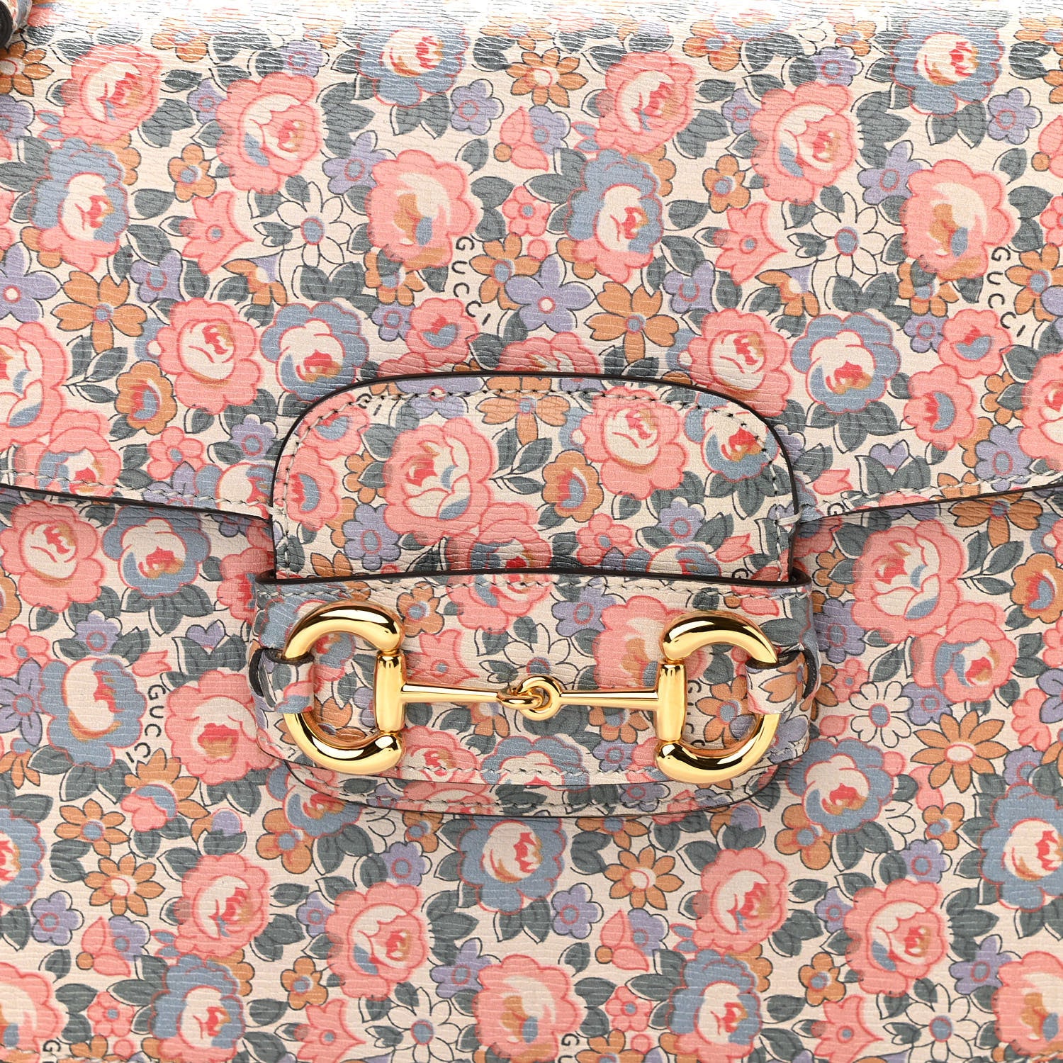 Gucci X LIBERTY OF LONDON Textured Calfskin Infinity Abbey Horsebit 1955 Shoulder Bag Perfect Pink Ivory 8 of 11