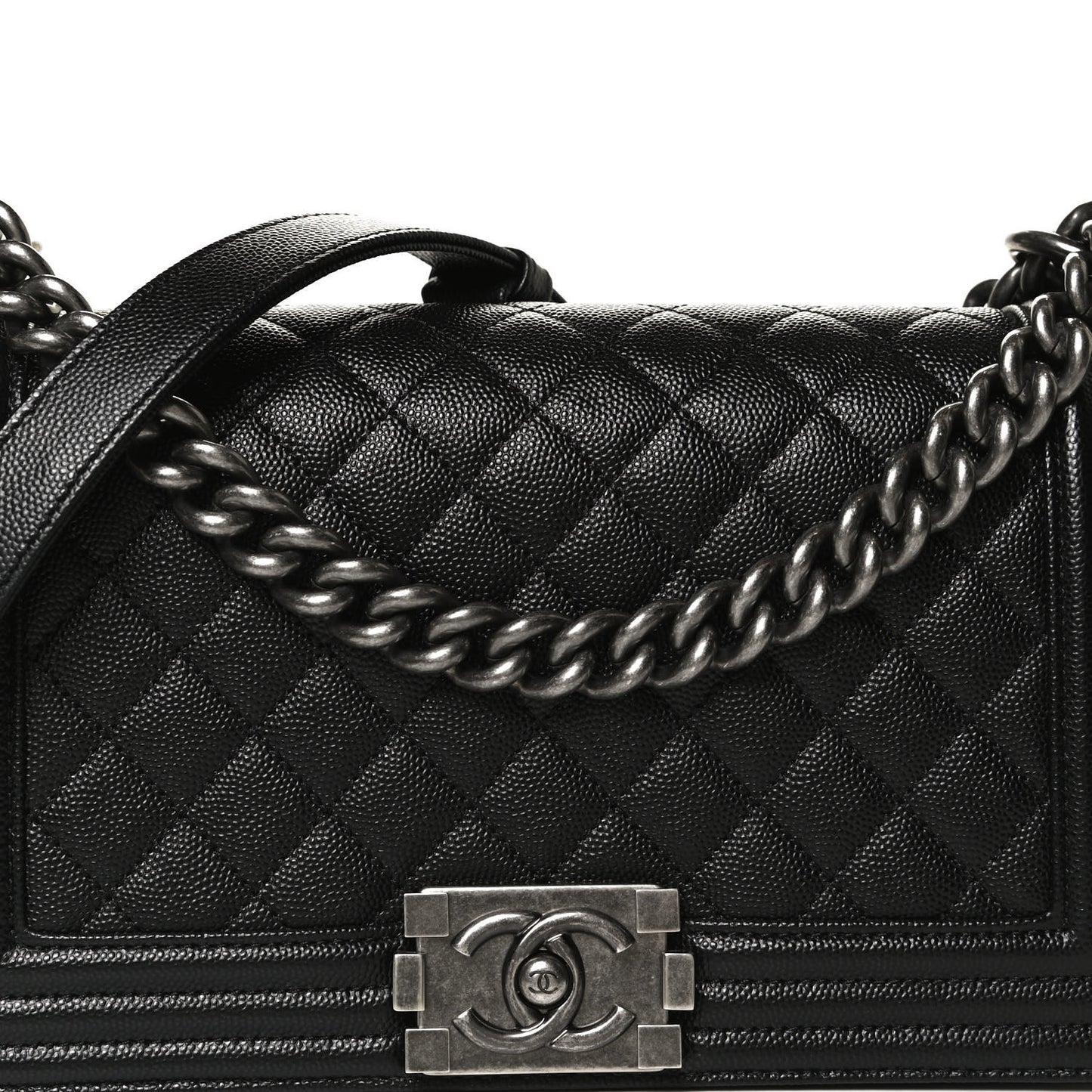 Caviar Quilted Medium Boy Flap Black
