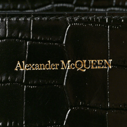Alexander McQueen Calfskin Crocodile Embossed Mini Jeweled Satchel Black 8 of 12