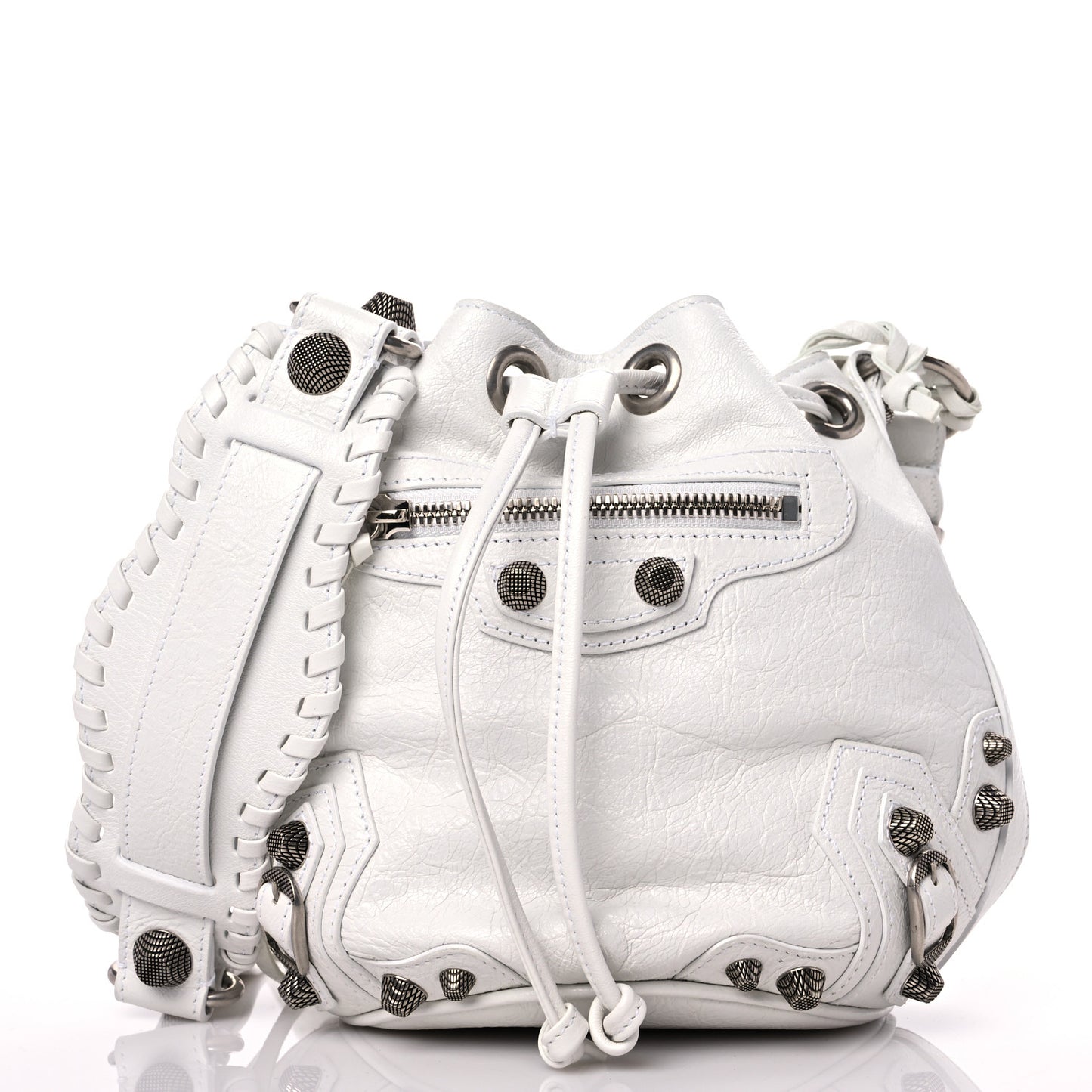 Agneau Arena Le Cagole Bucket Bag XS Optic White