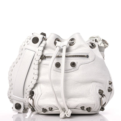 Balenciaga Agneau Arena Le Cagole Bucket Bag XS Optic White 3 of 11