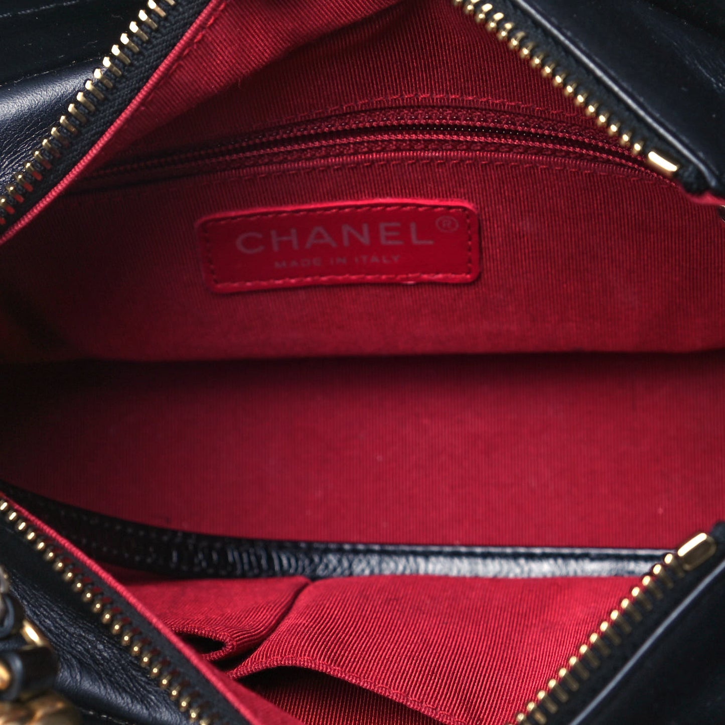 Aged Calfskin Chevron Quilted Small Gabrielle Hobo Black