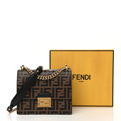 Fendi Vitello Liberty Bi-Color FF 1974 Embossed Small Kan U Shoulder Bag Maya Black 11 of 11