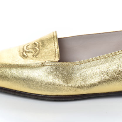 Chanel Metallic Lambskin CC Mocassin Loafers 38.5 Gold 11 of 17
