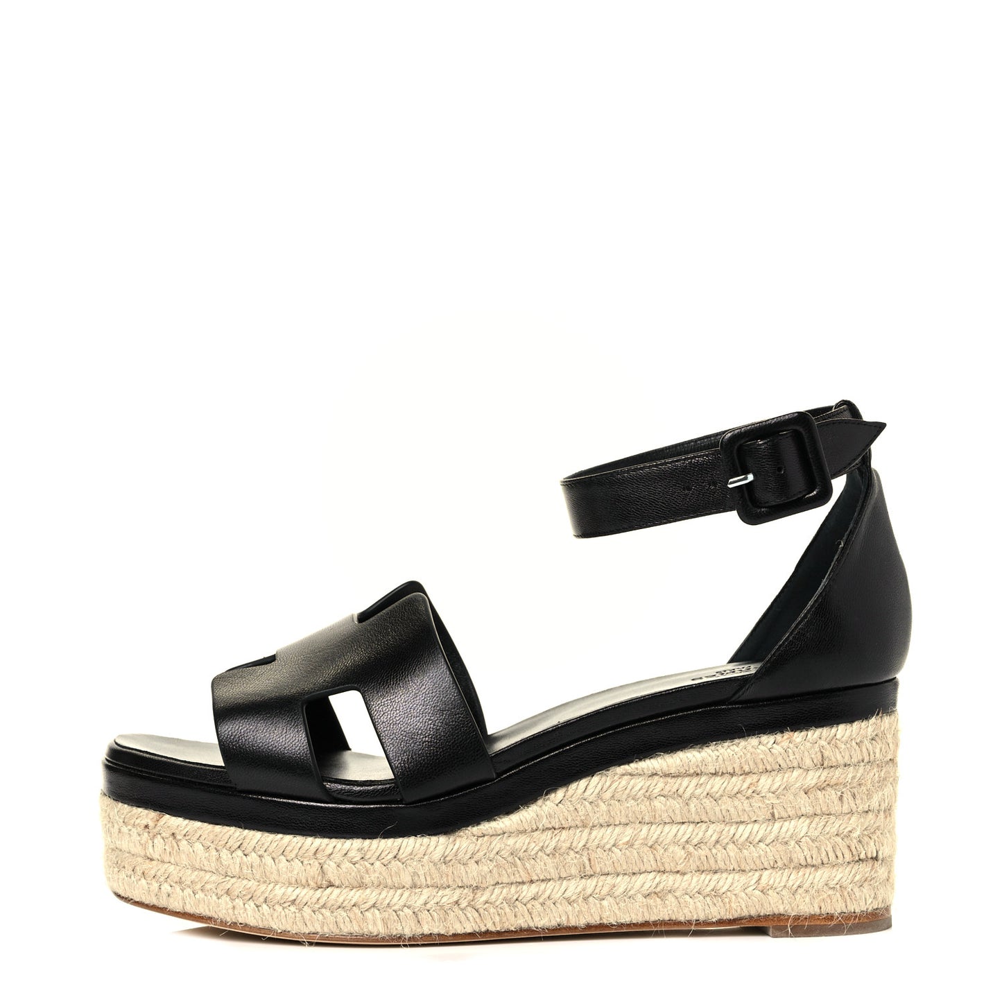 Goatskin Doll 60 Espadrille Wedge Sandals 39 Black