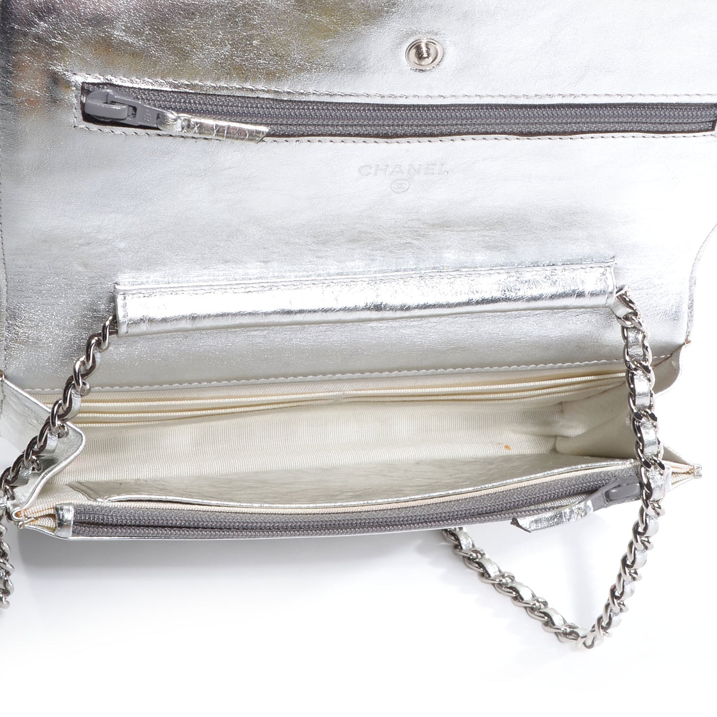 Calfskin Reissue Wallet On Chain WOC Silver