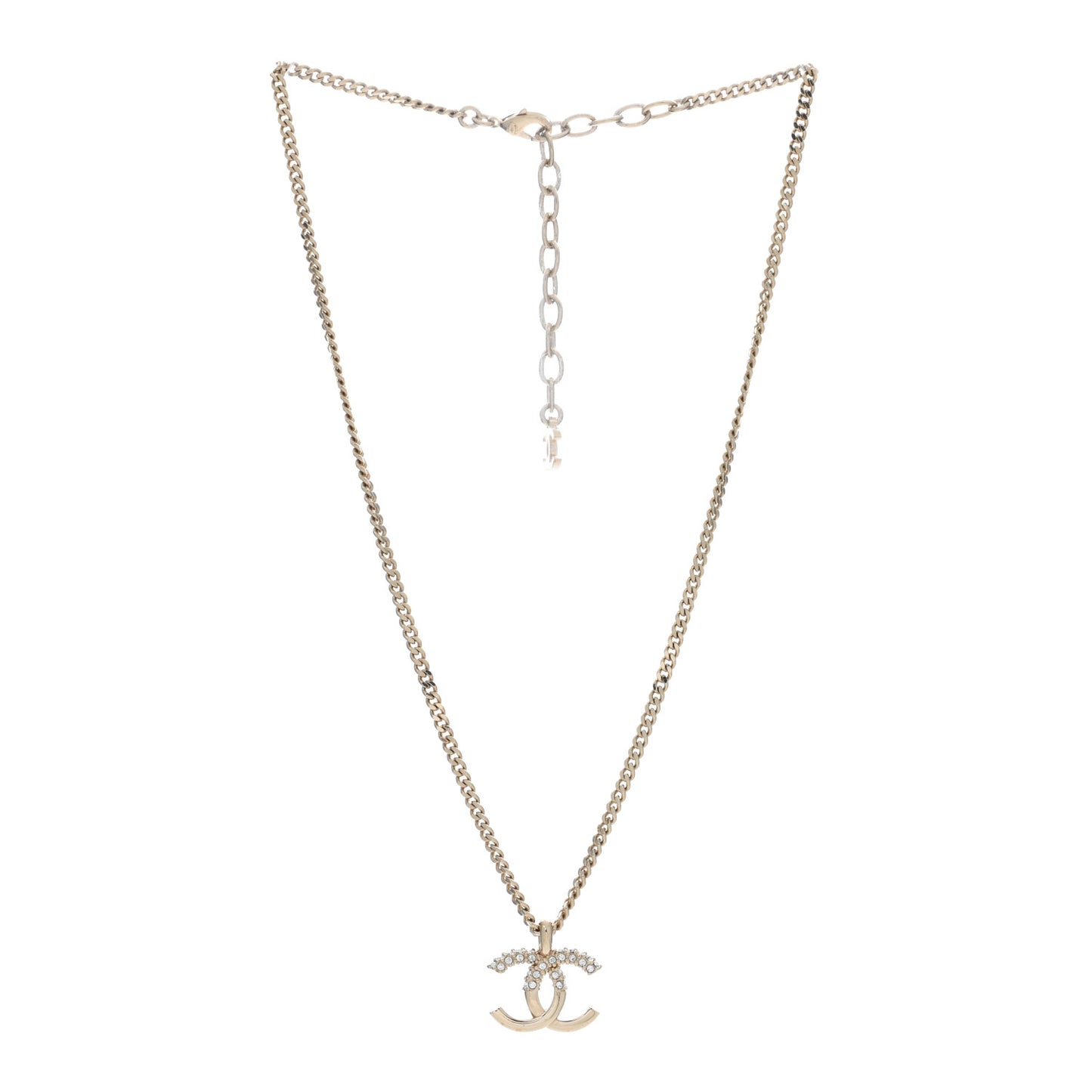Crystal Logo CC Chain Necklace Gold