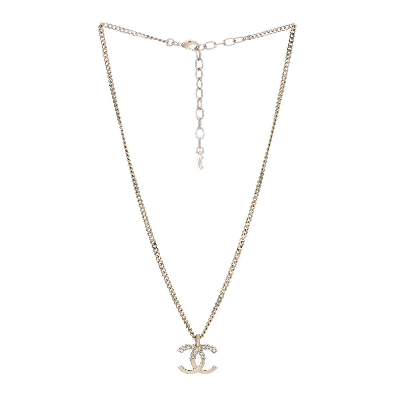 Chanel Crystal Logo CC Chain Necklace Gold 3 of 5