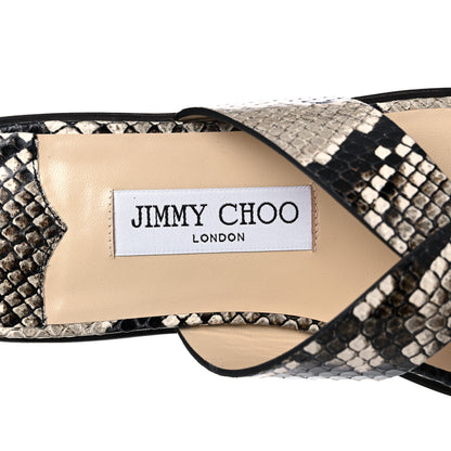 Jimmy Choo Calfskin Snake Print Atia Flat Sandals 38.5 Natural 7 of 8