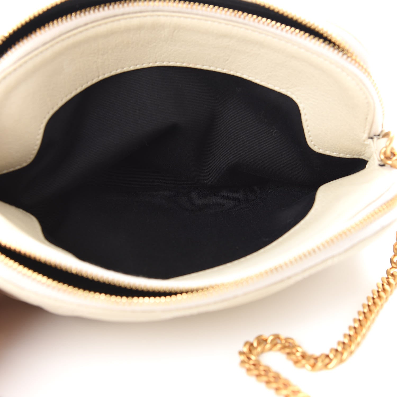 Saint Laurent Grained Lambskin Quilted Mini Becky Double Zip Bag Vintage White 6 of 13