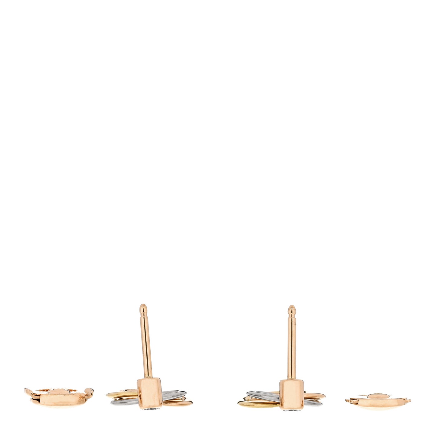 18K Pink Yellow White Gold Diamond Trinity Drop Earrings