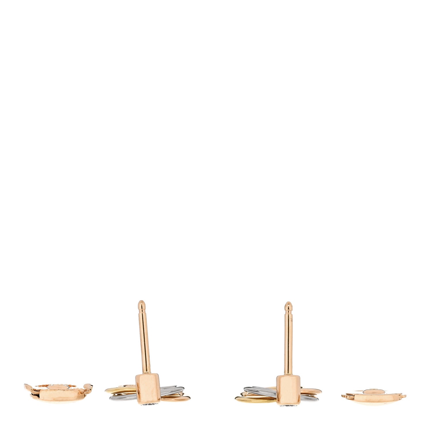 Cartier 18K Pink Yellow White Gold Diamond Trinity Drop Earrings 3 of 5